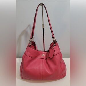 Coach Lexy Pink Pebbled Leather Hobo Shoulder Bag Triple Compartment F57545